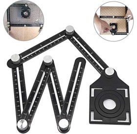 Resim Alüminyum Delik Şablon Cetveli, Fayans ve Granit Ölçme Açı Ölçer 4 Ay 