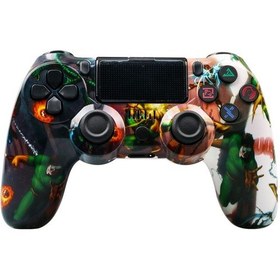 Resim Sones Ps4 İçin Işık Şeritli Çift Titreşimli Kablosuz Bluetooth Oyun Kumandası Hulk 