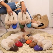 Resim 1 Çift Kadın Minimalist Fuzzy Ev Ayakkabıları, Dekoratif Tokalı Düz, Yumuşak Polarlı, Kolay Kayma, Kare Burun, PVC Taban, Kumaş Tabanlık, sadece Kuru Temizleme ile Kış 2024 