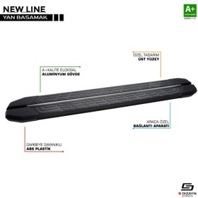 Resim Dacia Logan Uyumlu 2 Mcv Newline Siyah Yan Basamak 183 Cm 2013-2020 
