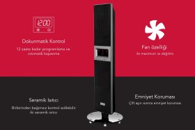 Resim Simfer Sr2500 Single X Karbon Serisi Ip65 Suya-toza Dayanıklı Siyah Uzaktan Kumandalı İç/dış Mekan Isıtıcı 