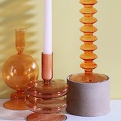Resim Şık Cam Mum Tutucu Vazo - Modern Minimalist Kıvrımlı Sap Tasarımı, Yemek Odası veya Oturma Odası için Masaüstü Dekorasyonu için Mükemmel, Cam Mum Tutucu 