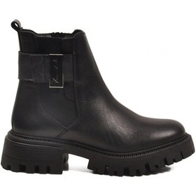 Resim Siyah Hakiki Deri İçi Polarlı Kaymaz Kadın Bot 23783-1 Z Siyah 