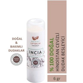 Resim INCIA %100 Doğal Dudak Besleyici Hindistan Cevizi Bitkisel Nemlendirici Dudak Bakım Kremi 6 G 