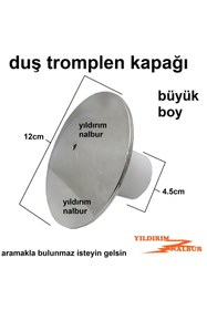Resim yıldırım nalbur Lüks Duş Teknesi Kapak Büyük Kafa Duble Boy Lüks Krom Plastik Kapak Küvet Sifon Kapağı 