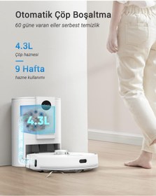 Resim Genel Markalar Drmz En Güçlü T10 Otomatik Çöp İstasyonlu Robot Süpürge, 3000Pa, Beyaz,Vakum+Paspas Uyumlu 