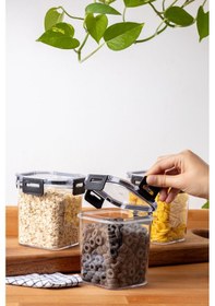 Resim Nandy Home Kilit Kapaklı Kare Clear Saklama Kabı 3'lü Set - 850 ML Beyaz 