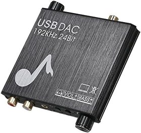 Resim DAC Ses Dönüştürücü Dijitalden Analoga Ses Dönüştürücü USB Ses Kartı 192KHz Ses Seviyesi/Bas Ayar Düğmesi ile Örnekleme Hızı 
