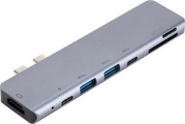 Resim 7 In 1 Çift Type-c (usb C) To Usb Hdmı Sd Tfkart Okuyucu Macbook Ile Uyumlu 7 Port Çoklayıcı Adaptör CoverZone