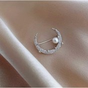 Resim ESJ Inci Detaylı Ay Yıldız Unisex Broş Ebat: 2,8*3,1 Cm 