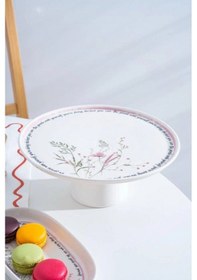 Resim Acar Hca9088 Laila Desenli Ayaklı Seramik Sunum Tabağı 26 Cm Çok Renkli 
