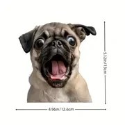 Resim Arabalar, Kamyonlar, Laptoplar vb. için Uygun Eğlenceli 3D Pug Vinil Çıkartmalar - Dayanıklı, Camlara, Tamponlara, Duvarlara ve Daha Fazlasına Kolayca Uygulanabilir 