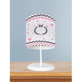 Resim Mekta Home Bebek ve Çocuk Odası Taç ve Çelenk Desenli Zikzaklı Abajur 