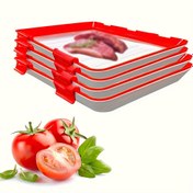 Resim Tek Paket/3 Adet, Plastik Sarma Saklama Kabı ile Buzdolabı Tazelik Tepsisi Seti, Meyve, Sebze ve Et için Yeniden Kullanılabilir Yemek Kapları, Mutfak Düzenleme & Depolama Aksesuarları 