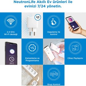 Resim Neutron Akıllı Wi-Fi Destekli 16A Akım Korumalı Tekli Priz Uygulama Üzerinden Kontrol 