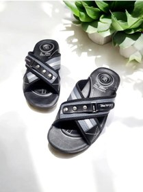 Resim Ortopedik 4 Nokta Yumuşak Taban Ev Ve Dışarı Terliği Gri - Siyah 