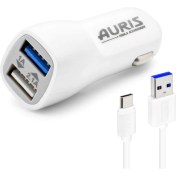 Resim Auris ARS-CR03 3.1A Type C USB 2li Giriş Araç Şarj Başlığı Çakmaklık 