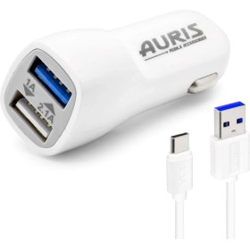 Resim Auris ARS-CR03 3.1A Type C USB 2li Giriş Araç Şarj Başlığı Çakmaklık 