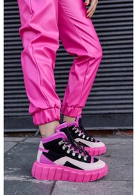Resim Candy Pembe Hakiki Deri Kadın Sneaker Bot-Pembe 