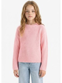 Resim Defacto Kız Çocuk Standart Fit Bisiklet Yaka Triko Kazak C6909a825aupn637 Pembe 