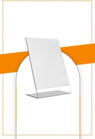 Resim Genel Markalar A5 L Tipi Dikey Masa Üstü 50'li Paket / Şeffaf Pleksi Föylük / Broşürlük 