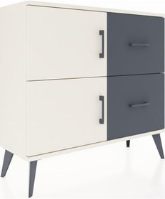 Resim Arges Şifonyer Tek Raflı 2 Çekmeceli 2 Kapaklı 88x30x80 Aytaşı-aytaşı/antrasit Aytaşı/antrasit 