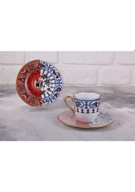 Resim River World 12 Parça 6 Kişilik Porselen Türk Kahvesi Fincan Takımı Nr Serisi Çok Renkli 