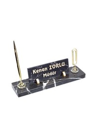 Resim Ataçlı Mermer Masa İsimliği Kabartma Yazılı Ofis İsimlik 