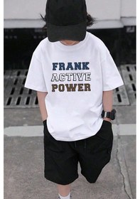 Resim Uyguntarz Çocuk Frank Active Power Baskılı Pamuklu Tshirt Beyaz 