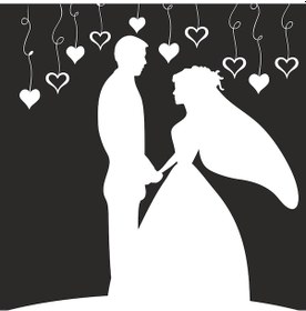 Resim Gelin Damat Folyo Sticker 80cm Uzunluk Siyah 