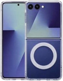 Resim Samsung Galaxy Z Flip 7 Uyumlu Kamera Korumalı Magsafe Wireless Şarj Özellikli Lüks Şeffaf Silikon Telefon Kılıfı 