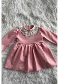 Resim Pembe Triko Kışlık Kız Çocuk Bebek Elbise 001 