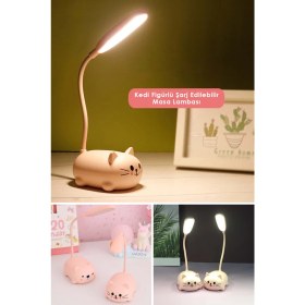 Resim Technosmart Usbli Kedi Figürlü Masa Lambası Hediyelik Gece Lambası Şarj Edilebilir Çocuklar Için 