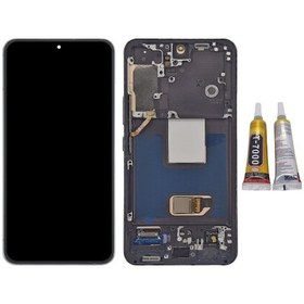 Resim Te Samsung Uyumlu S22 S901 Uyumlu Çıtalı Lcd Ekran Servis Siyah + B7000 