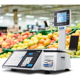 Resim Marmara Qumasch Cas CL3000 15KG 202DPI Direkt Termal Ethernet LCD Ekran Boyunlu Barkodlu Terazi 