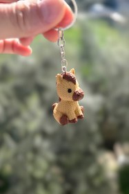 Resim mmb Örgü Desenli Amigurumi At Anahtarlık Çanta Charm Araç Aksesuarı 