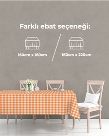 Resim Kareli Masa Örtüsü Turuncu 160x220cm 