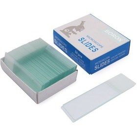 Resim Borox Lam Tek Yüzey Beyaz Rodajlı Mikroskop Slayt Camı 50'li 