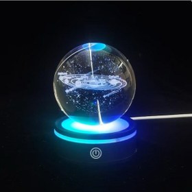 Resim Usb'li Gezegenler Tasarımlı Dönen Cam Küre 