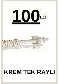 Resim Rustik Perde Askısı Krem 100cm - Ahşap Rustik Krem 