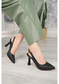 Resim Nesilshoes Nesil Shoes Tam 175 Siyah Topuklu Kadın Sandalet 