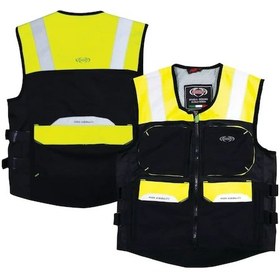 Resim Prosev Motosiklet Reflektörlü Çok Fonksiyon Cepli Yelek Sarı - Siyah 