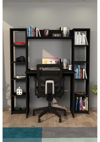 Resim Moonlife Moonlife Trend Kitaplıklı Çalışma Masası Siyah 