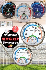 Resim Munico 2 Adet İç Mekan Dış Sıcaklık Ölçer Higrometre Nem Saat Asılabilir Nem Ölçer Termometre Su Geçirmez 