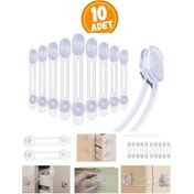 Resim A Kalite 10 Adet Bebek Çocuk Güvenlik Dolap Çekmece Kilidi Çocuk Kilit Iz Bırakmaz Yapışma Çok Renkli 