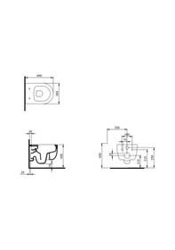 Resim Bocchi V-tondo Kanalsız Kısa Asma Klozet Kapak Dahil Parlak Siyah 1417-005-0128 Çok Renkli 