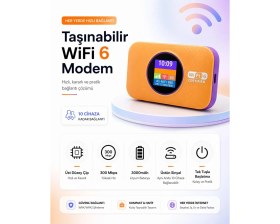 Resim Atl Atlantis Taşınabilir Modem Mobil Wifi-5g Lte 3.000MAH Batarya 300MBPS Taşınabilir Router Wifi 6 Destekli Sım Kartlı Hotspotçoklu Kullanıcı Desteği 