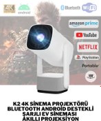 Resim Wearfitpro K2 Şarjlı Projeksiyon Cihazı Android Bluetoothlu Ev Sineması 