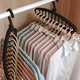 Resim 1 adet Çok Yönlü Siyah Çok Delikli Seyahat Askısı - Verimli Depolama ve Kurutma Rafı için Kancalı Yer Tasarruflu Plastik Kıyafet Düzenleyici, Ev & Perakende Kullanımı için İdeal, Kıyafet Askıları 