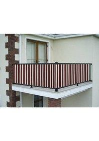 Resim Ceylan Home Balkon Demiri Perdesi Kuş Gözü Kahve Rengi Çizgili 